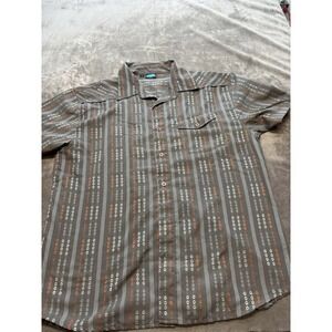 Kavu Mens Large Striped Button Up Short‎ Sleeve Shirt Casual Travel Outdoors